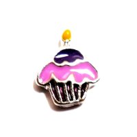 (image for) Memory Locket Charms Cupcake Pink & Purple