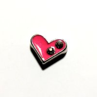 (image for) Memory Locket Charms Heart Pink with Two Rhinestones