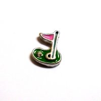 (image for) Memory Locket Charms Golf Hole in One Pink Flag