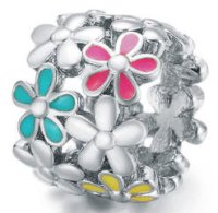 (image for) End Less Enamel Charms - Silver Flower Multi-color