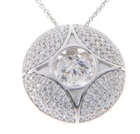 (image for) 925 Dancing Swarovski Gem Necklaces - Puffed Circle Star Pendant