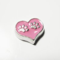(image for) Memory Locket Charms Heart Dog Paws Pink