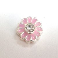 (image for) Memory Locket Charms Flower Light Pink & White Rhinestones