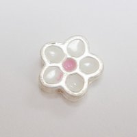 (image for) Memory Locket Charms Flower Small White with Pink Center