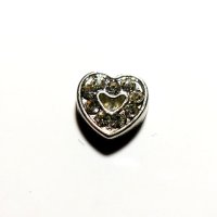 (image for) Memory Locket Charms Heart Open Rhinestone Silver