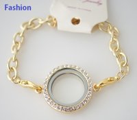 (image for) Bracelet Fashion Locket - 30MM Gold & CZ Accents Large