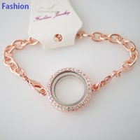 (image for) Bracelet Fashion Locket - 30MM Rose Gold & CZ Accents Large