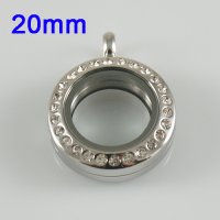 (image for) Small Stainless Steel Locket - 20MM - Silver & CZ