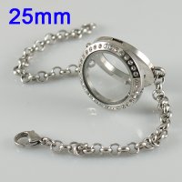 (image for) Memory Locket Stainless Lobster - 25mm Silver & CZ Medium