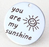 (image for) Quotes 25mm Stainless Charm Pendant - You are my sunshine
