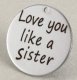 (image for) Medium 20MM Quotes Stainless Steel Pendant - I Love You
