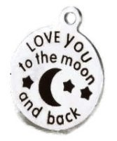 (image for) Quotes 20mm Stainless Steel Charm - Love you to the moon & back