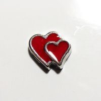 (image for) Memory Locket Charms Heart Double Red Silver