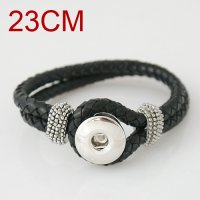 (image for) Snap Jewelry Bracelet Leather Hook & Loop - Black 23CM Large
