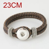 (image for) Snap Jewelry Bracelet Leather Hook & Loop - Brown 23cm Large