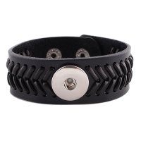 (image for) Snap Jewelry Bracelet Wide Leather - Braided Black
