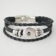 (image for) Snap Jewelry Bracelet Leather - Three Strand - Clasp Hook Black
