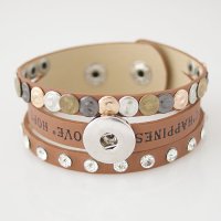 (image for) Snap Jewelry Bracelet Triple PU Tan - Happiness, Love, Hope