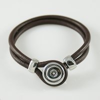 (image for) Mini Snap 12mm - Bracelet Leather Hook and Loop Brown