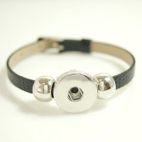(image for) Snap Jewelry Leather Belt Bracelet - Black XS to L