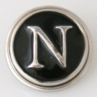 (image for) Snap Jewelry Alphabet Letter N - Black Enamel