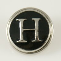 (image for) Snap Jewelry Alphabet Letter H - Black Enamel