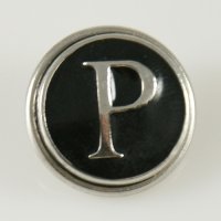 (image for) Snap Jewelry Alphabet Letter P - Black Enamel