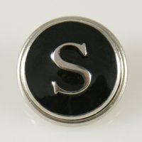 (image for) Snap Jewelry Alphabet Letter S - Black Enamel