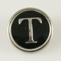 (image for) Snap Jewelry Alphabet Letter T - Black Enamel
