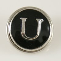 (image for) Snap Jewelry Alphabet Letter U - Black Enamel