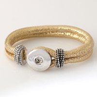 (image for) Snap Jewelry Bracelet PU Leather Hook & Loop - Sparkle Gold