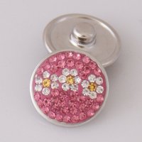 (image for) Snap Jewelry Crystal - Flower -Pink & White