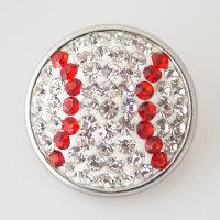 (image for) Snap Jewelry Crystal - Sports - Baseball Red and White