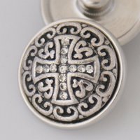 (image for) Snap Jewelry Rhinestone - Cross Dome Filigree & Clear