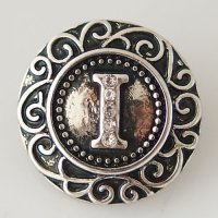 (image for) Snap Jewelry Alphabet Letter I - Metal Rhinestones
