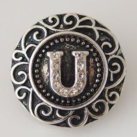 (image for) Snap Jewelry Alphabet Letter U - Metal Rhinestones