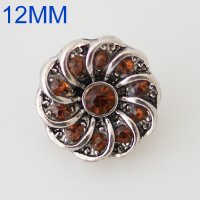 (image for) Mini Snap 12mm - Rhinestone Spiral Flower Brown