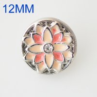(image for) Mini Snap 12mm - Enamel Flower Peach and Pink