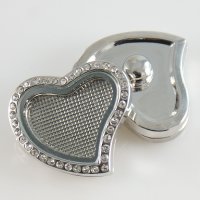 (image for) Snap Jewelry Memory Locket Snap - Clear Heart Rhinestone