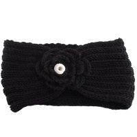 (image for) Snap Jewelry Yarn Warmer Hat - Black Flower