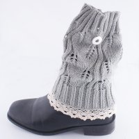 (image for) Snap Jewelry Yarn Warmer Boot - Gray Lace