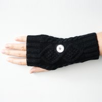 (image for) Snap Jewelry Yarn Warmer Gloves - Open Fingers Black