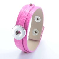 (image for) Snap Jewelry Leather Bracelet - Pink