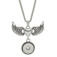 (image for) Snap Jewelry Necklace Angel Wings Heart fits 18-20mm 24"+3"