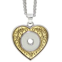 (image for) Snap Jewelry Heart Gold & Silver Plated Necklace fits 18-20mm