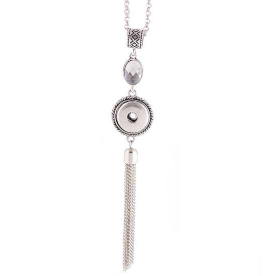 (image for) Snap Jewelry Faceted Crystal Tassel Necklace Drop 32"+3" - Click Image to Close