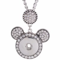 (image for) Snap Jewelry Rhinestone Mickey Mouse Necklace & Pendant 20"+3"