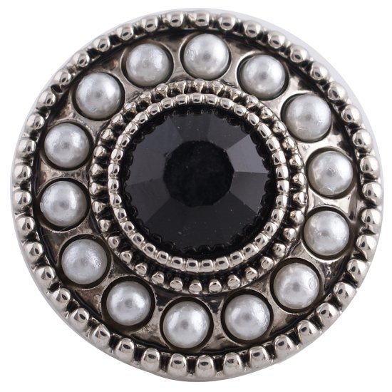 (image for) Snap Jewelry Pearl Rhinestone - Designer Black - Click Image to Close