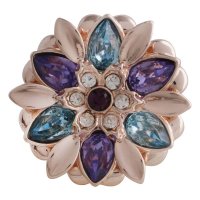 (image for) Snap Jewelry Rhinestone - Rose Gold Blue, Purple & Clear Flower