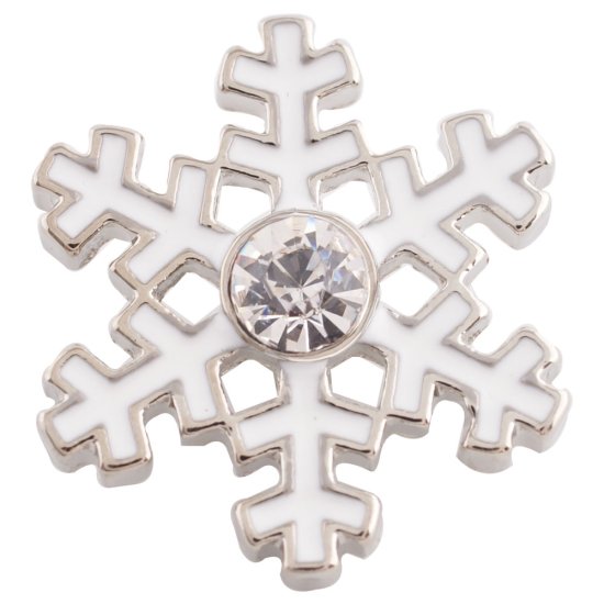 (image for) Snap Jewelry Enamel Snowflake White Christmas - Click Image to Close